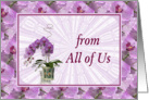 Get Well Soon-From All Of Us-Purple Flowers-Mosaic Border card