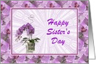 Happy Sisters Day-Purple Flowers-Mosaic Border-Custom card