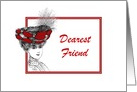 Dearest Friend-Blank Note-Victorian-Lady In Red Hat-Custom card