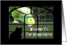 Neighborhood Welcome-Parrot-Cat Silhouette card