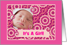 Baby Announcement-It’s A Girl-Pink Abstract Design--Photo Card