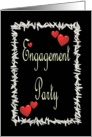Black Engagement Party Invitation-Ivory on Black-Rice and Hearts card