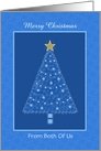Blue Holiday Tree-Gold Star-Christmas Tree-From Both Of Us card