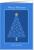 Blue Holiday Tree-Gold Star-Christmas Tree-From All Of Us card