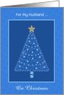 Husband, Blue Holiday Tree-Gold Star-Christmas Tree card