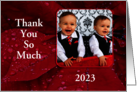 Christmas Poinsettia Thank You For The Gift With Photo Placement card