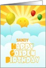 Golden Lucky Birthday Happy Face Sunshine Balloons Clouds Custom card