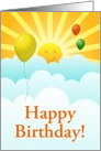 Happy Birthday Sunshine Happy Face With Balloons In Clouds card