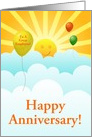 Happy Anniversary Employee Sunshine Happy Face With Balloons In Clouds card