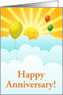 Happy Anniversary Sunshine Happy Face With Balloons In Clouds card