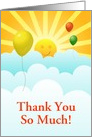 Thank You Sunshine Happy Face Clouds And Red Green Yellow Balloons card