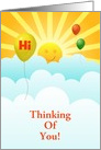 Thinking Of You Sunshine Happy Face With Balloons In Clouds card