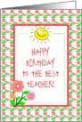 Happy Birthday-For Teacher-Flowers-Sunshine card