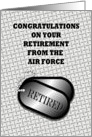 Congratulations-Retirement From Air Force-Dog Tag card