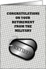 Congratulations-Retirement From The Military-Dog Tag card