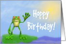 Hoppy Birthday-Frog on Lily Pad-Humor-Amphibian card