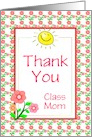 Thank You For Class-Room Volunteer Mom-Sun and Flowers card