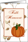 Fall Harvest Invitation-Pumpkin and Fall Leaves-Custom card