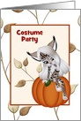 Costume Party-Leopard Girl-Pumpkin-Fall Leaves-Custom card