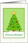 Christmas Birthday-Christmas Tree-Snow-Custom Card