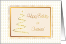 Gold Tree Christmas Card-Birthday On Christmas card