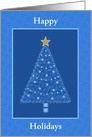 Happy Holidays-Blue Holiday Tree-Gold Star-Custom card