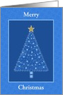 Merry Christmas-Blue Holiday Tree-Gold Star-Custom card