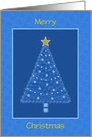 Blue Christmas Tree and Gold Star-Customizable Card