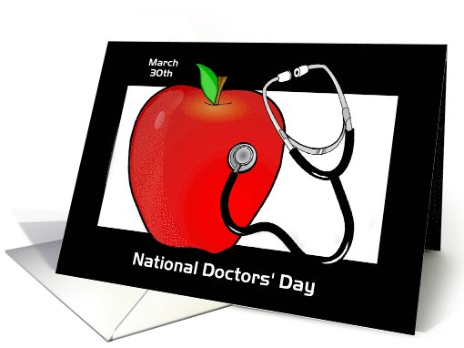 National Doctors' Day/Apple/Stethoscope/Custom card (1039517)