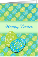 Happy Easter/Decorated Easter Eggs/Green and Blue/Custom Card