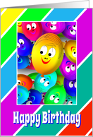 Birthday Card With Colorful Happy Face Ballons card