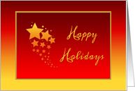 Gold and Red Happy Holidays Card With Stars card
