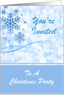 Christmas Party Invitation With Blue Snowflake Design/Custom card