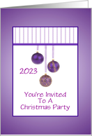 Christmas Party Invitation Purple Ornaments Custom Cover Year 2023 card