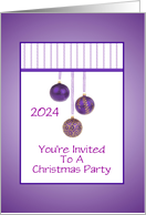Christmas Party Invitation Purple Ornaments Custom Cover Year 2024 card
