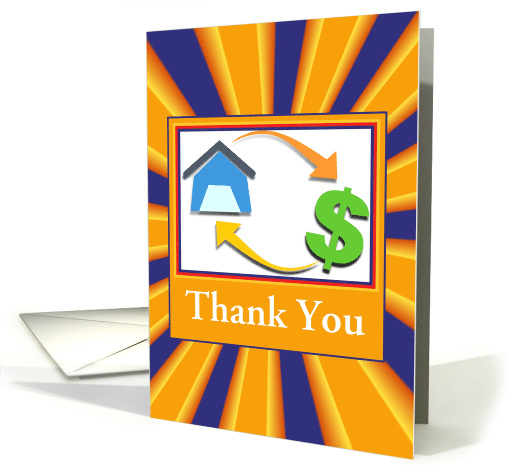 Business/Thank You/Home Finance/House and Money Sign/Custom card
