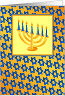 Menorah And Star Of David and Hanukkah/Blue Gold And Orange Card