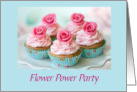 Flower Power Party Invitation With Pink Cupcakes card