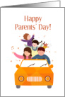 Happy Parents’ Day Family Of Four In Automobile card