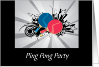 Invitation To A Ping Pong Party With Red And Blue Paddles And Ball card