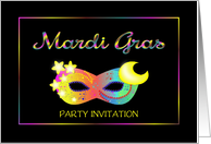 Mardi Gras Mask Custom Invitation With Pastel Colors card