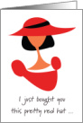 April Fools’ Red Hat Funny Card With Lady In Red Hat card