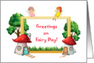 Greetings On Fairy Day With Fairy Friends And Houses For Friend card