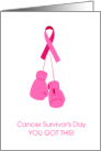 Pink Boxing Gloves Cancer Survivor’s Day Words Survivor Inspiration card
