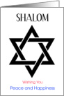 Passover/Shalom/Wishing You Peace and Happiness/Star Of David card