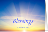 Blessings On Your Feast Day With Heavenly Clouds card