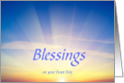 Blessings On Your Feast Day With Heavenly Clouds card