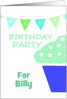 Half Birthday Party Invitations Party/Custom Name Card For Boys card