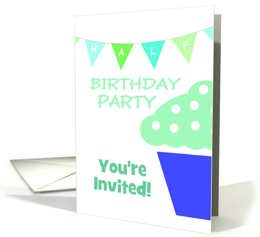 Half Birthday Party Invitations Party For Boys/Cupcake/Custom card