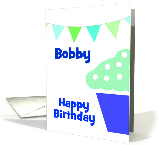 Happy Birthday Cupcake Custom Name Card For Boys card (1289010)